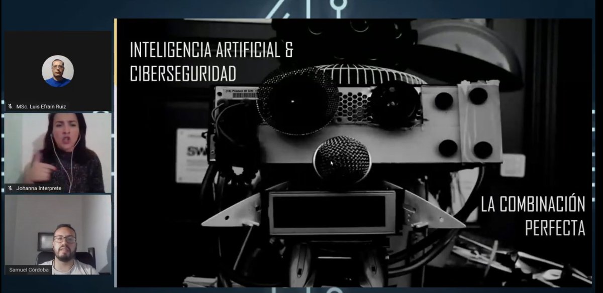SirsegEcci's tweet photo. A continuación conferencia de la inteligencia artificial aplicada en la ciberseguridad  por el Ing. @SamQuiriok #ciberseguridad  #ECCISEC https://t.co/0tH2l66UtY