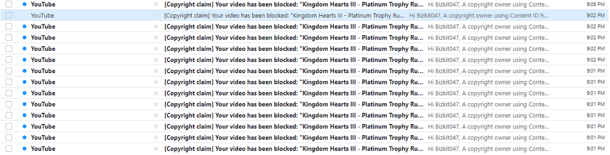 In case you were wondering if I was hit yet by the YT Content ID claims against KH3 audio that's been happening today: