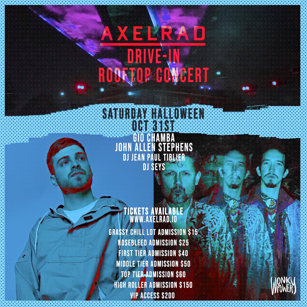 GIOCHAMBA's tweet photo. Houston! There’s a Halloween Drive-in Rooftop show at @axelradhouston Oct. 31st with our friends @johnallenstephens @seysbeats @jeanpaultiblier ! Thanks to @wonkypower • tickets on sale now • photo by @infinitefeels • #Houston #Axelrad https://t.co/Obx9O1WSl3