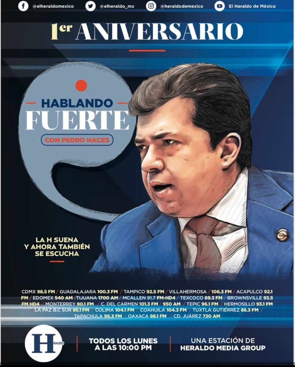 PedrohacesO's tweet photo. ¡Estamos listos para continuar #HablandoFuerte junto a las y los trabajadores del país!
No se olviden que dentro de poco más de una hora nos estaremos conectando, a través del 98.5 FM de la #CadenaH @heraldodemexico. https://t.co/LPXNEo8dzV