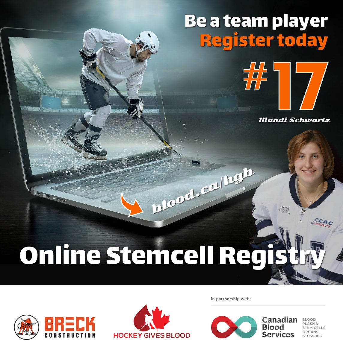 It only takes a few minutes to join <a href="/CanadasLifeline/">Canadian Blood Services</a> stem cell registry at blood.ca/HGB. <a href="/MandiRun/">Run for Mandi</a> <a href="/Breck_Construct/">Breck Construction</a>