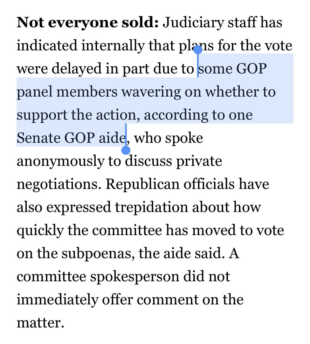 Senate Republicans collapse even on hearings and subpoenas for big tech. We *know* it wasn’t Hawley, Cruz or Kennedy staff. https://t.co/Tz4jv2THTQ https://t.co/fMgBacEqYy