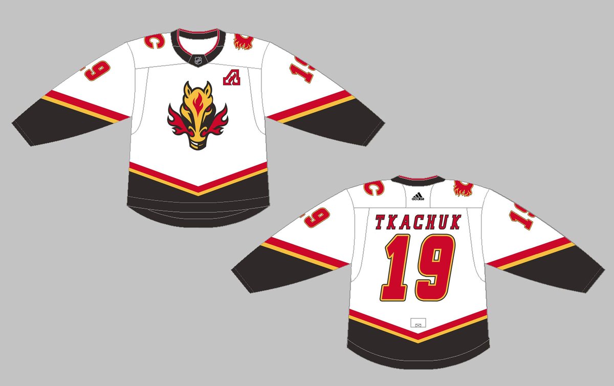 Flamesography's tweet image. Lots of rumours flying today about the NHL's possible "Reverse Retro" jerseys for every team which could lead to a white version of Ol' Blasty for the @NHLFlames!!