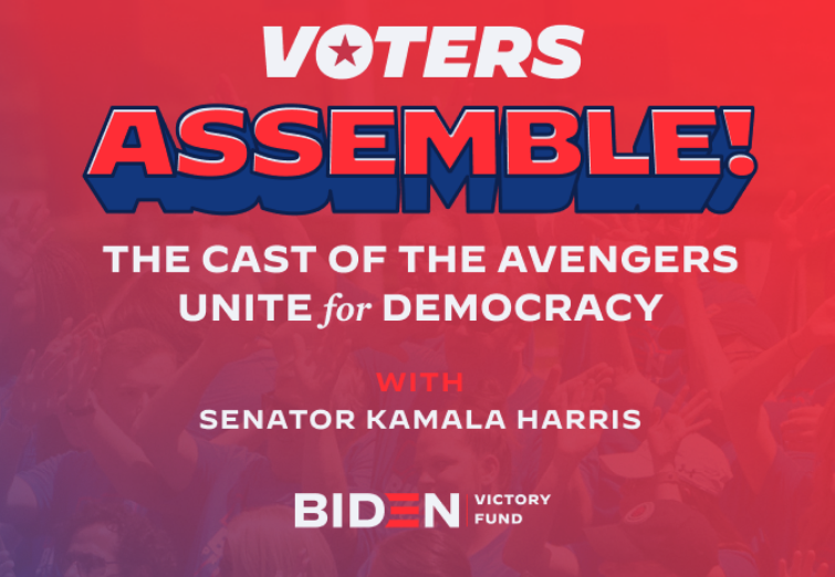 FPullam's tweet photo. "Don't turn green" but... join the #Avengers on TUESDAY: @SenKamalaHarris, @doncheadle, @chrisevans, @markruffalo, @zoesaldana, the @Russo_Brothers, Scarlett Johansson, and Paul Rudd.  Donate *any* amount here: https://t.co/6DC1pYle1H https://t.co/qeD6YbX7Sk