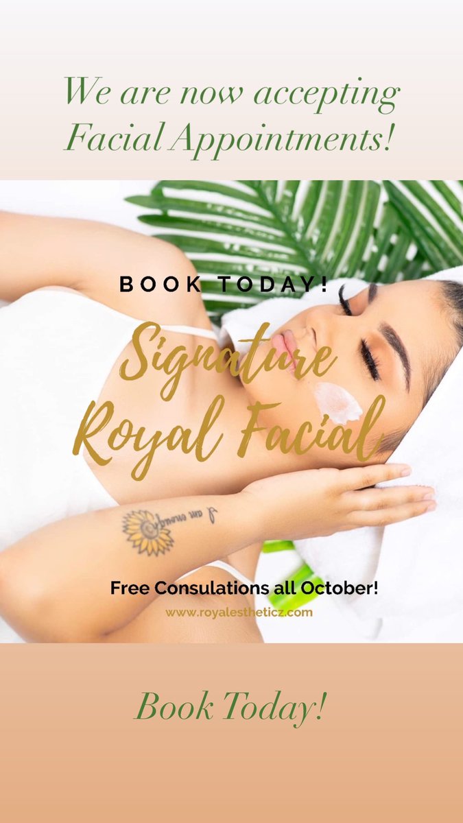 RoyalEstheticz's tweet photo. We have added facial services to our roster!
Our owner is a licensed esthetician 🧖🏾‍♀️ 
Book your facial treatment Today!
#SouthernNotState #Facial #Statesboro https://t.co/JFTqf3gfEs