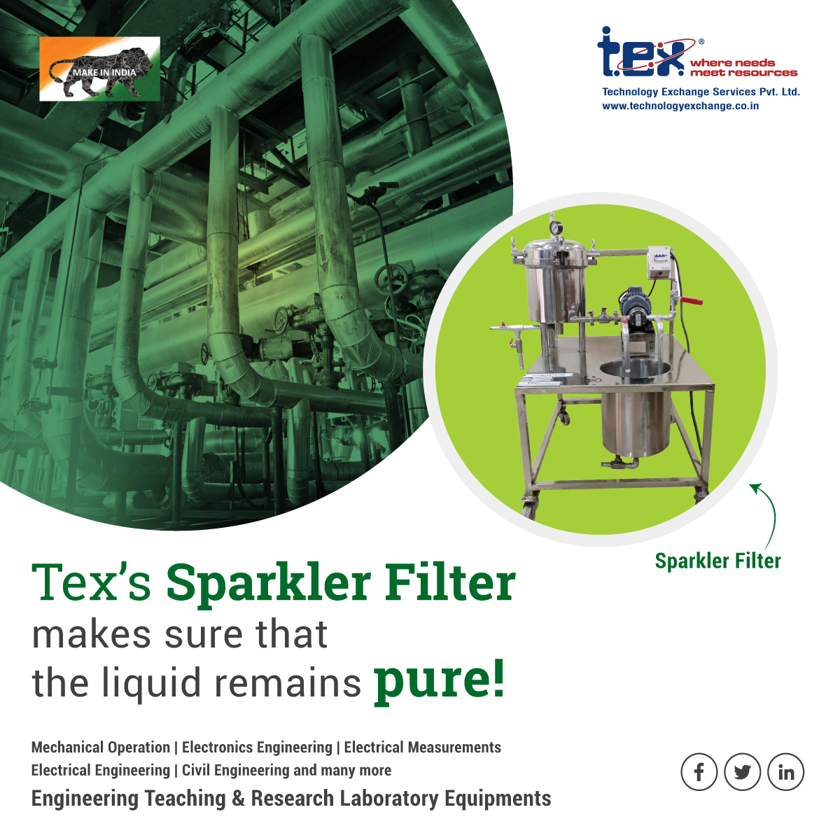 Tex_Technology's tweet image. Tex Technology’s Sparkler Filter is all you need to filter impure liquid for your experimentation.

#sparklerfilter #sparkler #filter #mechanicaloperation #mechanical #engineering #labequipment #laboratoryequipments #laboratory #equipment #textechnology

technologyexchange.co.in