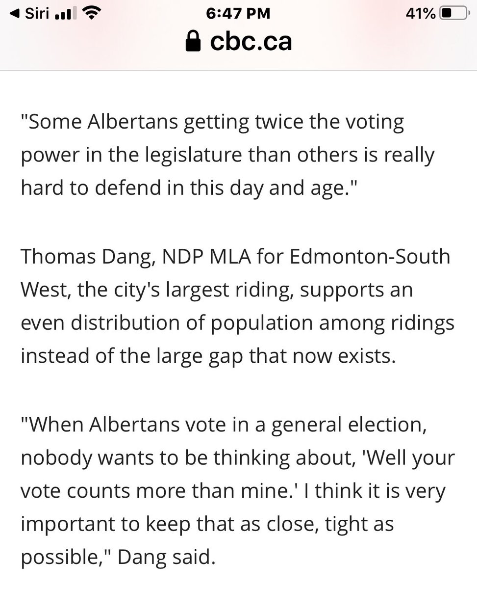 AB political riding’s overwhelmingly benefit rural Alberta. Yet 80% of the population is urban. That’s gerrymandering, whether you and others want to acknowledge it or not. Obvious by reading this article.  https://www.cbc.ca/news/canada/edmonton/alberta-ridings-elections-commission-votes-boundaries-1.3978801