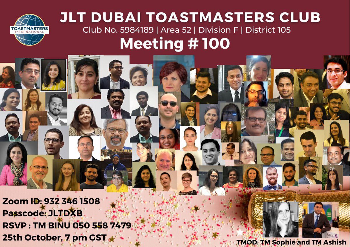 ClubJlt's tweet photo. Join us on Sunday 25th October 7pm GST to celebrate our mile stone meeting! https://t.co/np6jJgGK60