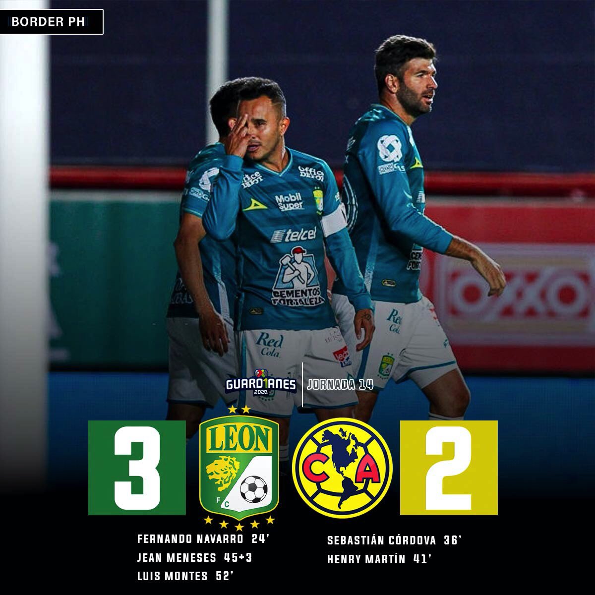 border_ph's tweet photo. ¡RUGE LA FIERA! 🦁🟢

Partidazo el que se vivió en la cancha del Estadio Victoria en donde el León venció al conjunto del América.

Los esmeraldas son líderes de la clasificación, mientras que, las Águilas están fuera de los primeros cuatro lugares que dan liguilla directa. https://t.co/lZv4lfYAxx