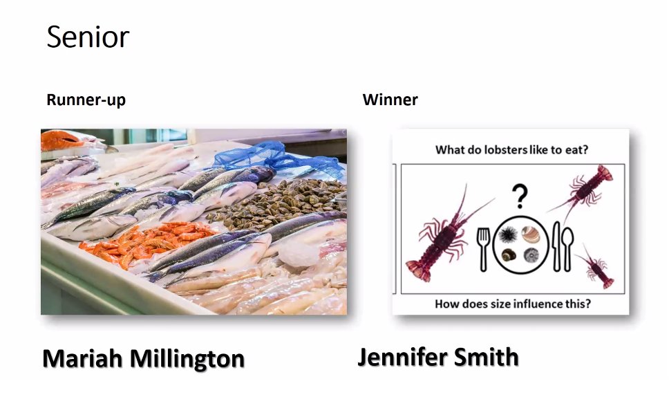 AustSocFishBiol's tweet photo. Jennifer Smith won the award for best speed talk (senior category) at #ASFB2020, with Mariah Millington as runner-up. https://t.co/Xa2oWln7JC
