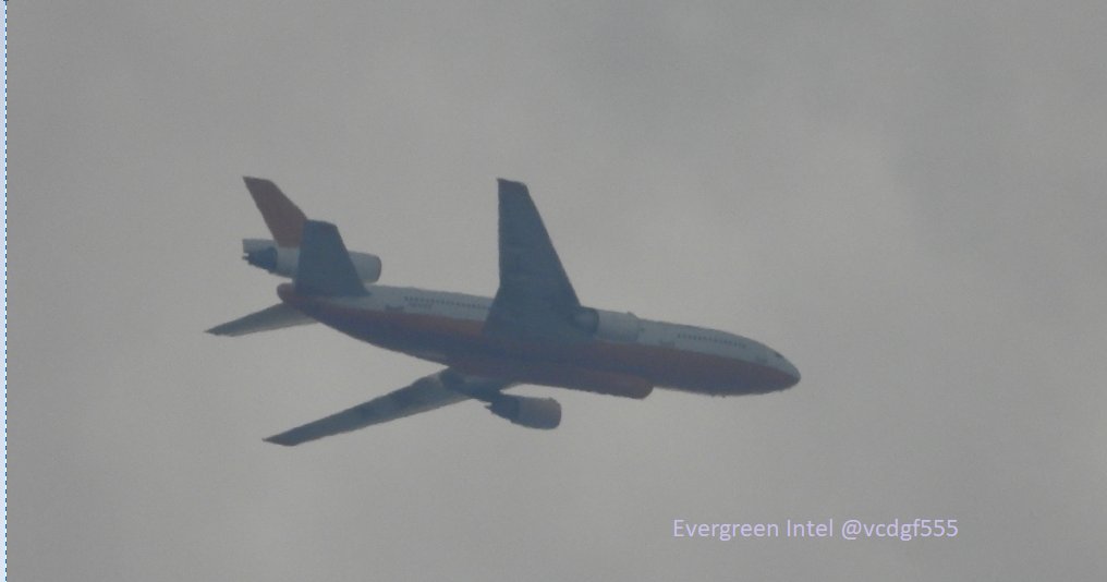 The big dog I referenced earlier in this thread. 10 Tanker Air Carrier's "Tanker 910", a firefighting DC-10 reg. N612AX (A7F642), spotted near Fort Collins this evening as it doused part of the Cameron Peak Wildfire.