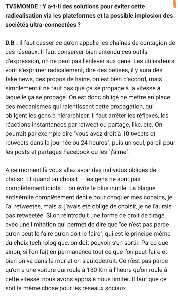 Excellente idée de Dominique Boullier cité par <a href="/Affordanceinfo2/">affordanceinfo le retour ✊</a>

car au fond tout ça est une question de design de l'attention, et c'est avéré : le pire a largement dépassé le meilleur. 
 information.tv5monde.com/info/president…