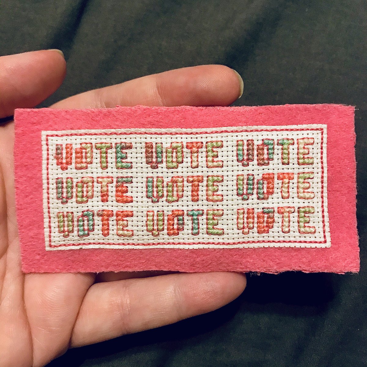 ImperfectionsN's tweet photo. #vote #ArmyForGood #TurnTexasBlue 

#craftinpublic #crossstitch https://t.co/rybH1fzth2