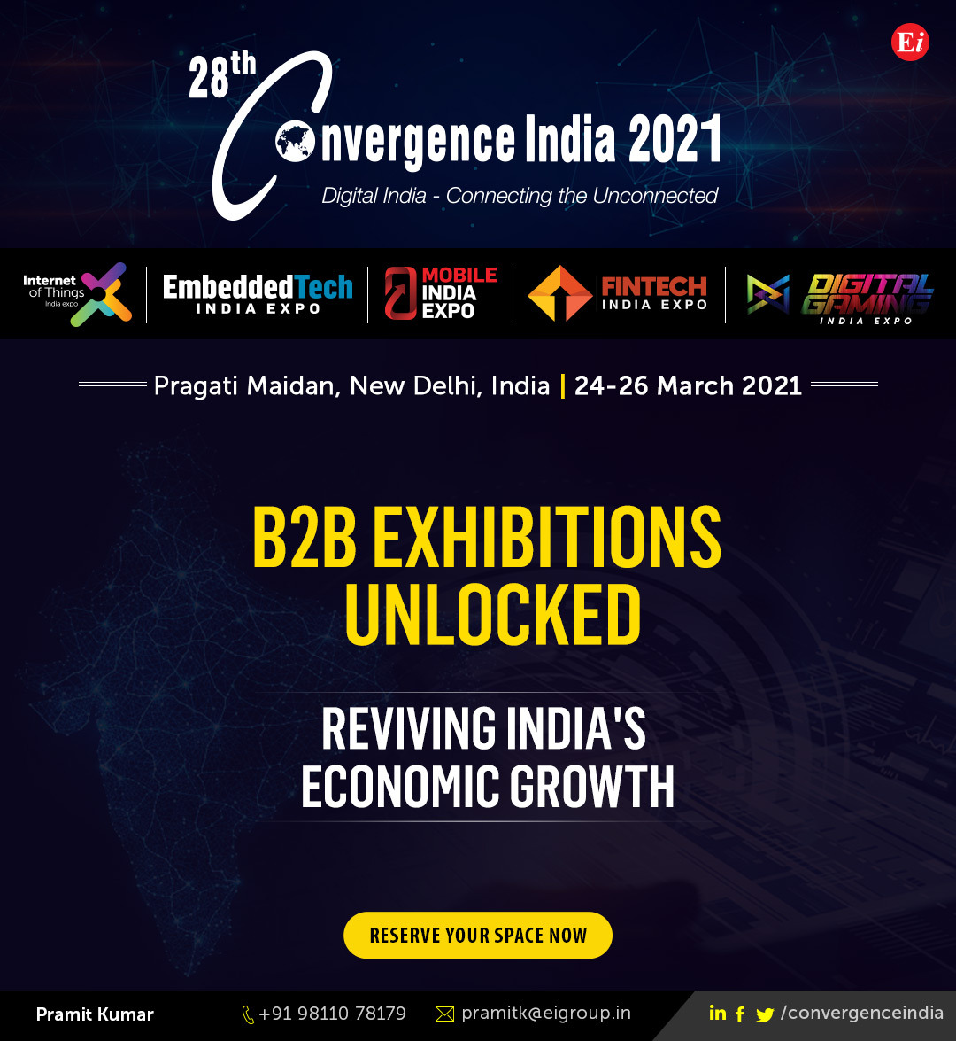 Convergenc's tweet image. We are grateful to @mygovindia for reopening the doors to holding #Exhibitions in India under #UNLOCK5.0 guidelines

@Convergenc India expo &amp;amp; the co-located expos will be a pivotal platform to revive commerce following the slowdown caused by this pandemic

#DigitalConvergence