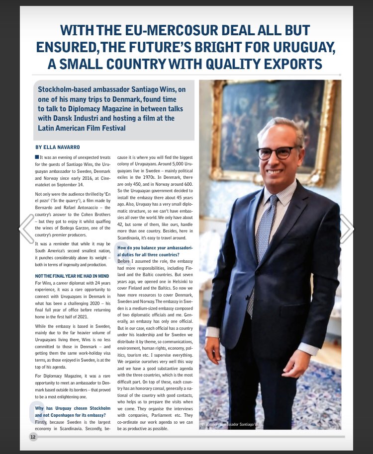 ella_nsv's tweet photo. What does the future hold for Denmark and Uruguay? I sat with Uruguayan Ambassador, Santiago Wins to discuss his diplomatic duties and what the two countries have in common. @UruguayinSweden @cphpost https://t.co/MCc33tsZF6 https://t.co/2xctNQwNWH