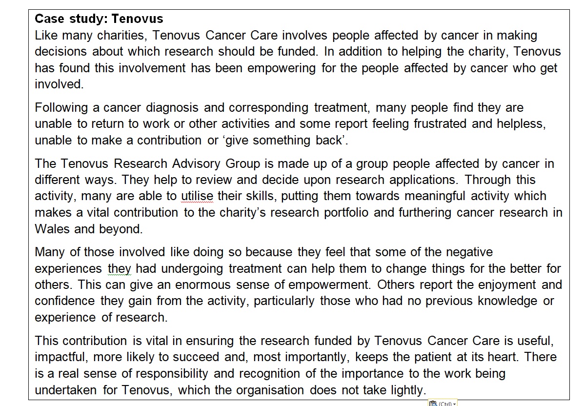  #Involvement in research helps empower individuals and builds skills and confidence. Here’s an example from  @tenovuscancer (8/12).