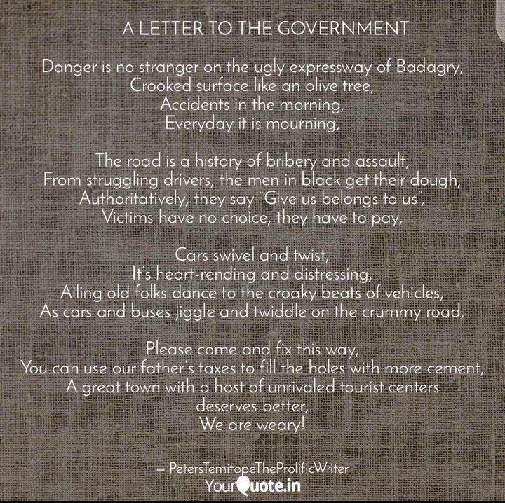 emmanuel_ewumi's tweet image. A letter to the government.... #fixbadagryexpressway..