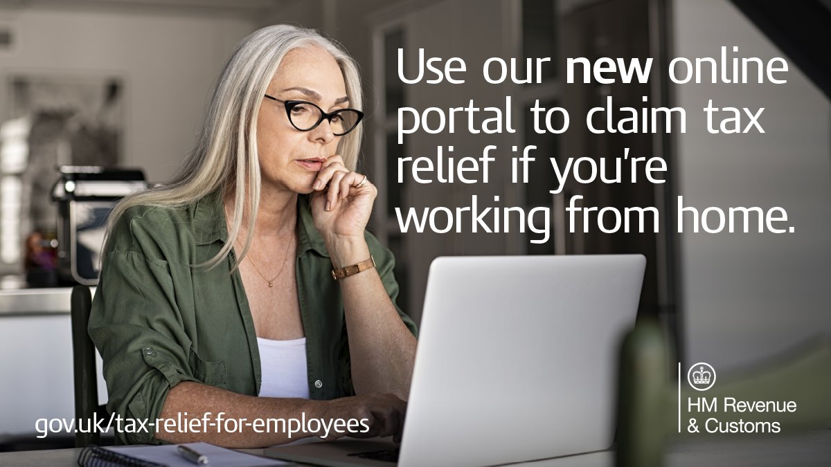 HMRCgovuk's tweet photo. If you’re working from home because of Covid-19 you may be able to claim tax relief. It’s quick and easy to do on https://t.co/CCJCcw2phX 💻

Check if you’re eligible 👇 
https://t.co/VWtQSaoiyP https://t.co/XyUdGdhItL