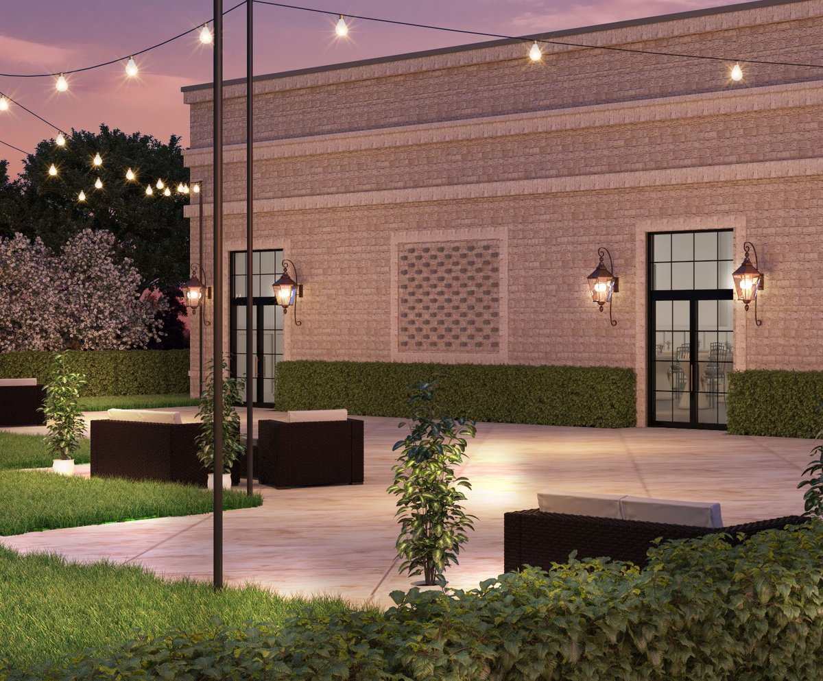 It's tough to capture the inviting atmosphere of a space with a rendering, but we think our designer did great job capturing the elegance of our outdoor patio. The warm glow from our French Quarter gas lanterns adds a touch of Southern charm and creates a picturesque setting.