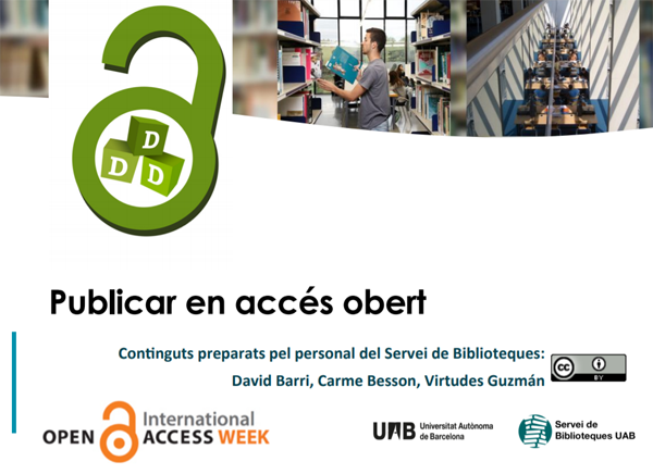 bibliotequesUAB's tweet photo. Difonem l' #AccésObert de vàries formes. 
Us compartim els materials del curs ‘Publicar en Accés Obert’ que les #bibliotequesUAB programem cada any. 

👉https://t.co/Ljmmq30xae 

#CiènciaObertaUAB #OpenScienceUAB #OpenAccessUAB #OpenAccessWeek2020 https://t.co/ByipWEPCkK