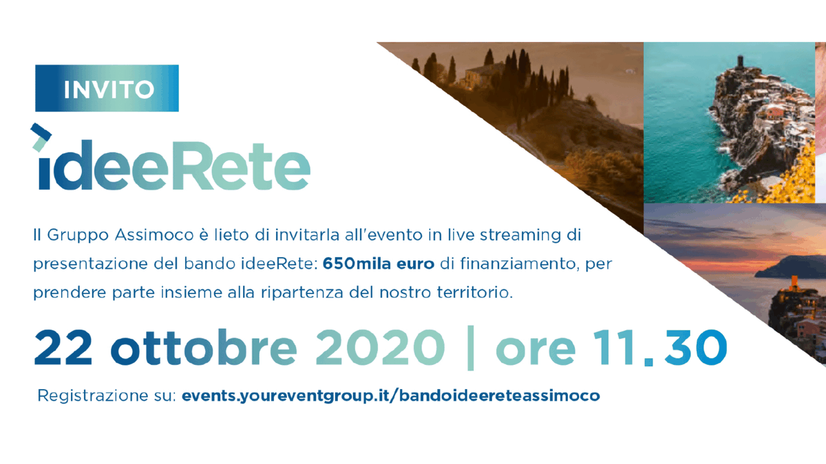 #covid Da Assimoco il #bando "IdeeRete". 𝗗𝗮 𝟱𝟬 𝗮 𝟵𝟬 𝗺𝗶𝗹𝗮 𝗲𝘂𝗿𝗼 𝗽𝗲𝗿 𝗼𝗴𝗻𝗶 𝗿𝗲𝗮𝗹𝘁𝗮̀ per progetti di rigenerazione di comunità e territori e per mitigare le conseguenze della pandemia.

#22ottobre presentazione online 👇👇👇👇👇

lombardia.confcooperative.it/Dettaglio/ArtM…