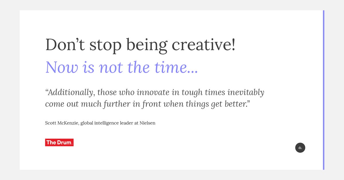 DesignIntGroup's tweet photo. #Recessions can make us want to dial down our coms? 😫 Don't! 👊
THIS IS A GREAT READ! In short - Never stop being creative! 💥 
https://t.co/x4eRLLZV22 https://t.co/CgxnTVVqHs