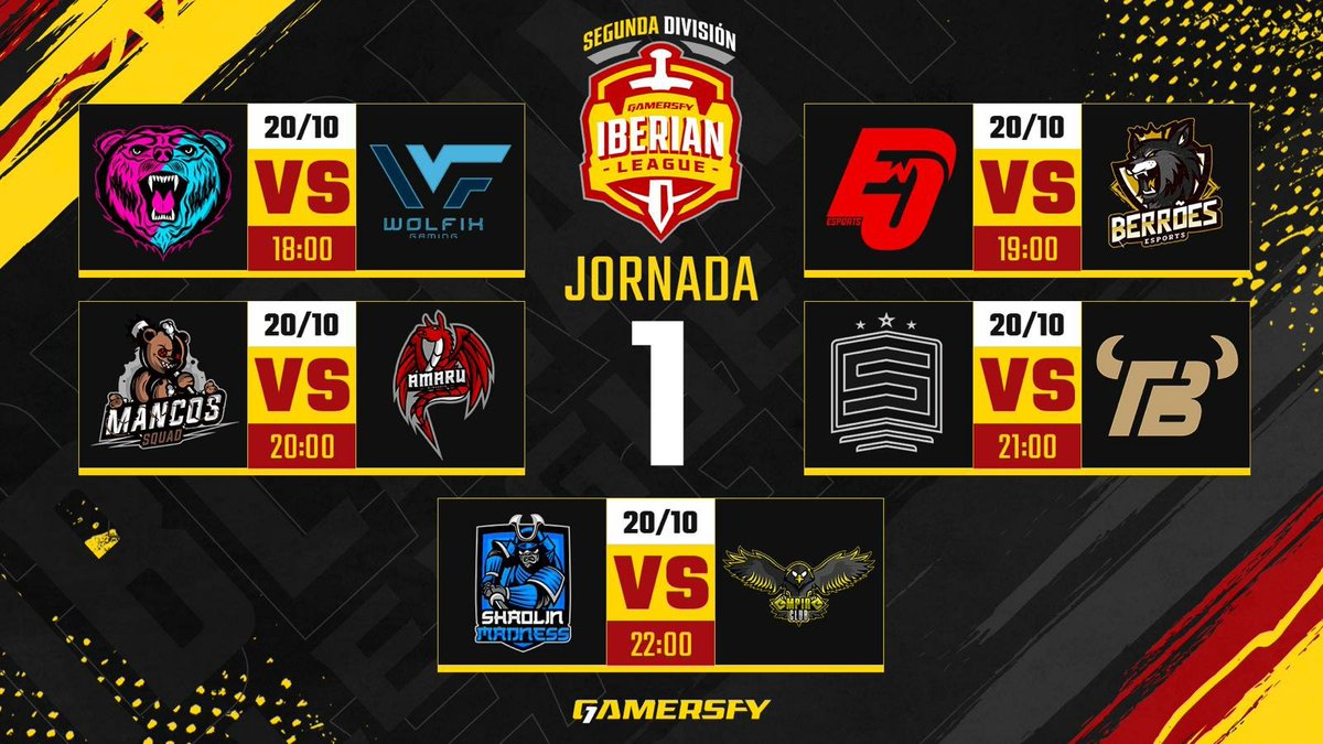 IberianLeagueES's tweet image. 🏆 2ª División / #IberianJ2 

🗓️ 20-10

⚔️ @WeAreFivestars vs @WolfixGaming 

⚔️ @EliteWarClub vs @DeliriumCR 

⚔️ @MancosSquad vs @AmaruEsports 

⚔️ @SouldazzCR vs @Team_Bravus 

⚔️ @ShaolinMadness vs @EmpiReClubeu 

Dejadnos vuestras predicciones de cada partido en comentarios!