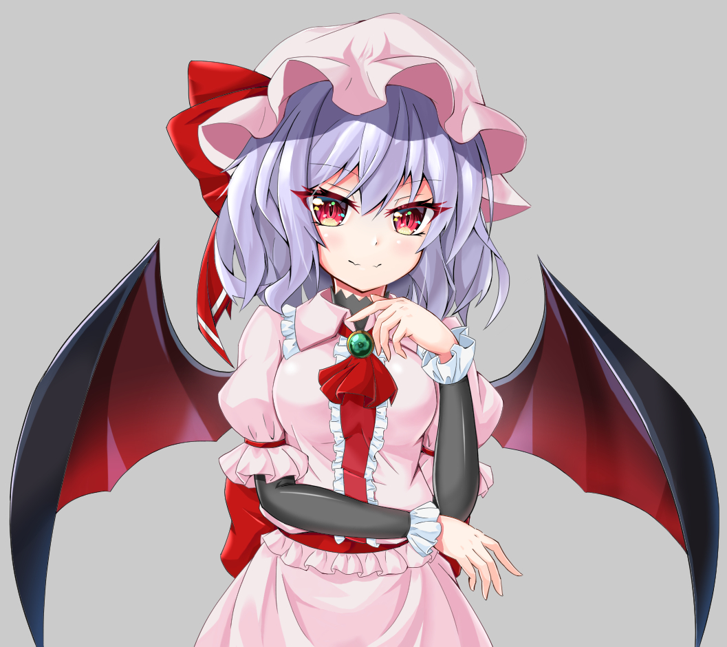 remilia scarlet 1girl solo wings hat mob cap bat wings pink headwear  illustration images