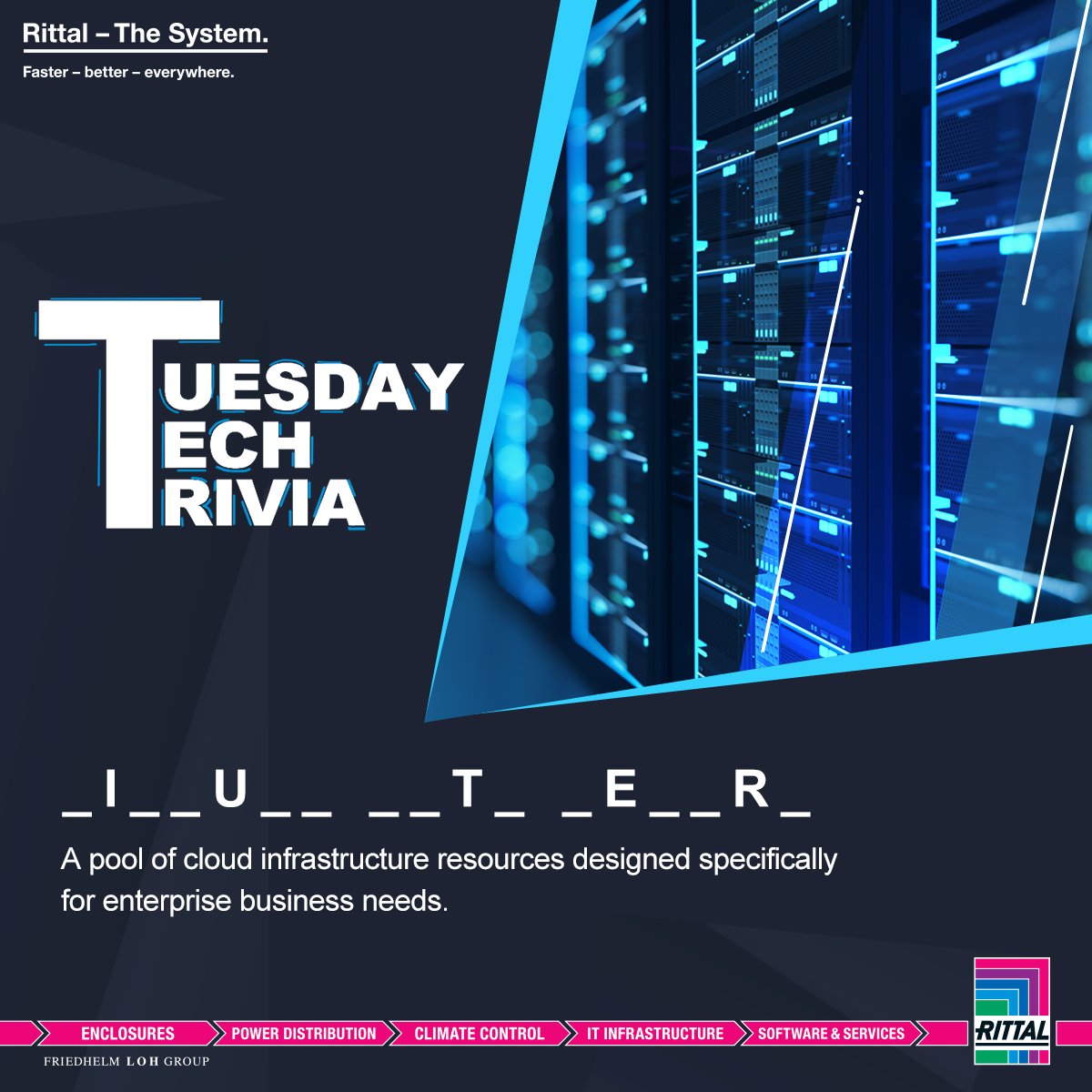 Rittal_India's tweet image. The resources in this system include the basic CPU, memory (RAM), storage. It is a product of the Infrastructure as a Service (IaaS) delivery model of cloud computing. Solve this #TuesdayTechTrivia

#Rittal #ITInfrastructure #ITmonitoring @Rittal @EPLAN_global