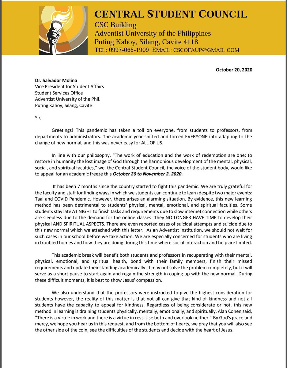 AUPCSC's tweet photo. We sent a letter to SSO regarding your concerns for academic. Let's hope and keep praying for them to approve. ❤️ https://t.co/ZEoHAO9QYn