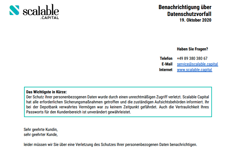 ribret's tweet photo. Thanks for your transparency and sincerity @ScalableCapDACH, being straightforward with that #databreach. Submitting that message to 20k people tonight and telling them that their #personaldata might have got #leaked must have felt hard, but is right. #kudos https://t.co/w4eCyV5ehf