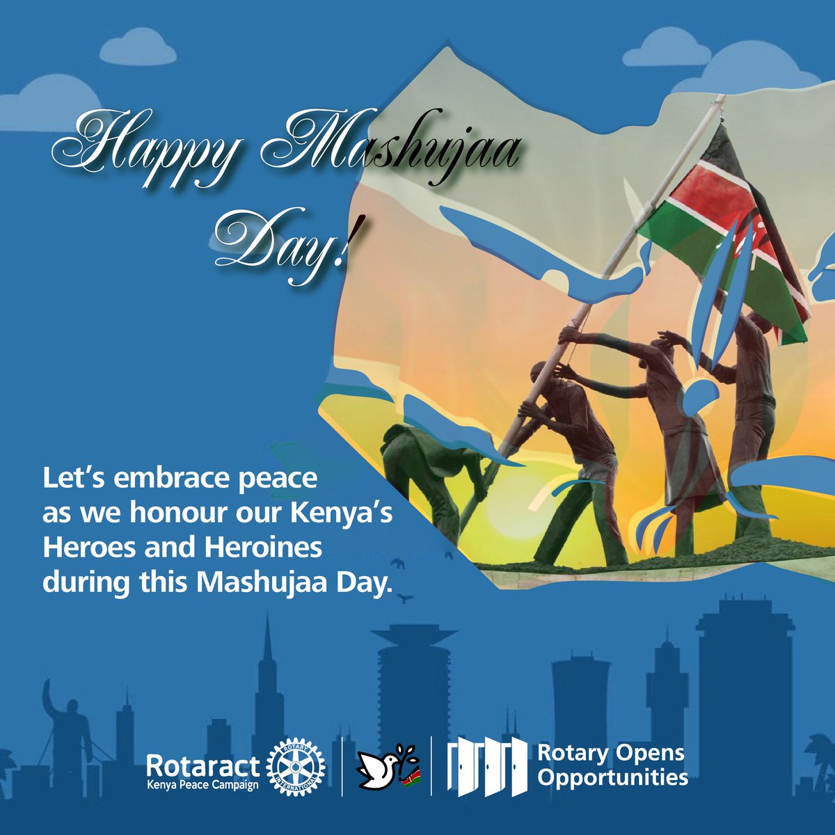 RotaractPeaceKE's tweet photo. As we collectively honour all those who contributed towards the struggle for Kenya’s independence and positively contributed in the post-independence Kenya.
RKPC wishes you a Happy Mashujaa Day!
#RKPC
#ShujaaWangu
#RotaryOpensOpportunities https://t.co/X15MDPuChZ