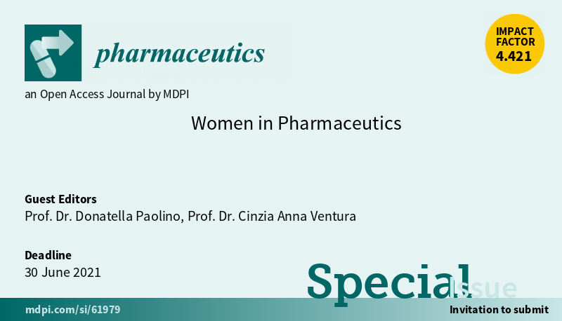MDPIpharma's tweet photo. #mdpipharmaceutics Special Issue "Women in Pharmaceutics" is intended to provide a forum to share recent works and contribution in the advancement of knowledge. The only requirement is that the corresponding author is a woman. For more information: https://t.co/C5bS1LLz2j https://t.co/c3Q0RR5Rkm