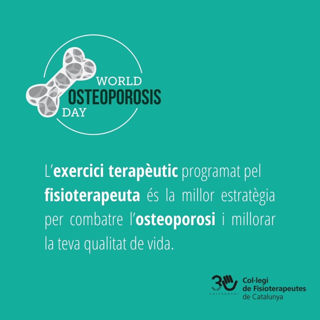 ColFiCat's tweet photo. Avui 20 d'octubre es commemora el #DiaMundialOsteoporosis  
Des des la comissió de Fisioteràpia Neuromusculoesqulètica ens recorden que l’exercici terapèutic programat pel #fisioterapeuta és la millor estratègia per combatre l’#osteoporosi i millorar la teva qualitat de vida. https://t.co/LMWZDDMHQV