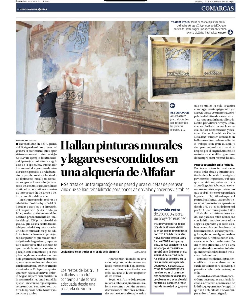 hidalgomora_arq's tweet photo. Ayer de nuevo fue noticia en la prensa valenciana (@levante_emv) la #AlqueríadelPi de #Alfafar y las obras de rehabilitación que estamos llevando a cabo en este magnífico edificio. Enhorabuena a las restauradoras Aurora Arroyo (@aarroyoi) y Lidia Boix por su excelente trabajo. https://t.co/uvF6FSrWXK