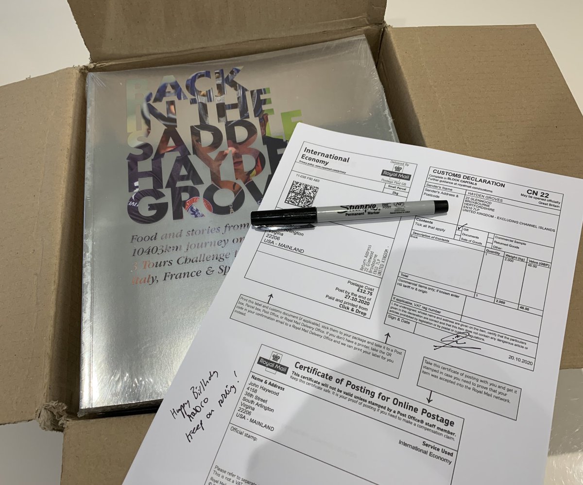 Opening a fresh 📦 of <a href="/3TourCookBook/">Back in the Saddle</a>, got another 7 Going out including to
🇮🇪, 🇺🇸 &amp; 🏴󠁧󠁢󠁷󠁬󠁳󠁿 had an enquiry from 🇮🇱 yesterday too 👍
Lovely to see the <a href="/CureLeukaemia/">Cure Leukaemia</a> #charity getting out 🌎 wide... 💰 
#charity #charitytuesday