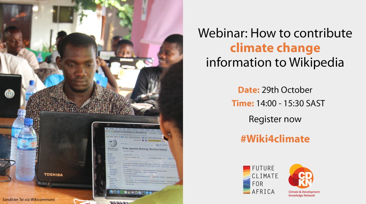 katharine_v's tweet photo. Do you want to improve the quality &amp; quantity of #climate related articles on @Wikipedia? Register for the @cdknetwork @Future_Climate Webinar: How to contribute climate change information to Wikipedia ​ https://t.co/AZJhfvz6OE #Wiki4Climate @Wikimedia https://t.co/3vLi1PYVwB