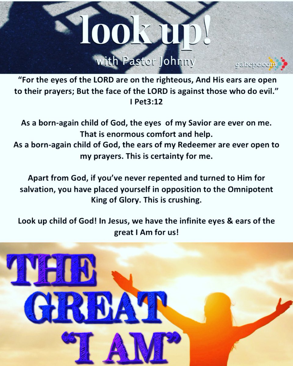 THE GREAT โI AMโ.
@goldenacresbc #thegreatiam #gabcpc #drjohnnyellison #lookup #childofgod #1peter #devotional #devotion #bible https://t.co/tRM37V4SMp