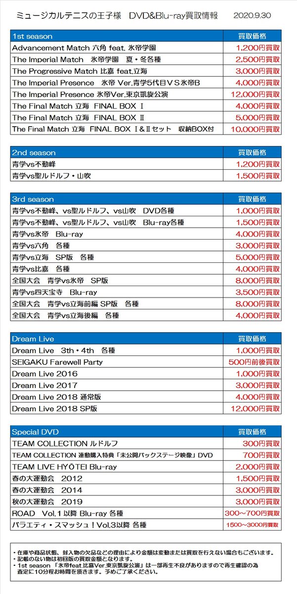 K Books キャスト館 入荷情報 ミュージカル テニスの王子様 Dream Live18のsp版 Blu Rayが予約特典dvd付きで再入荷致しました こちらは店内奥の映像ソフトコーナーに見本品をお出し致しますのでお求めの方は見本をレジまでお持ちくださいませ