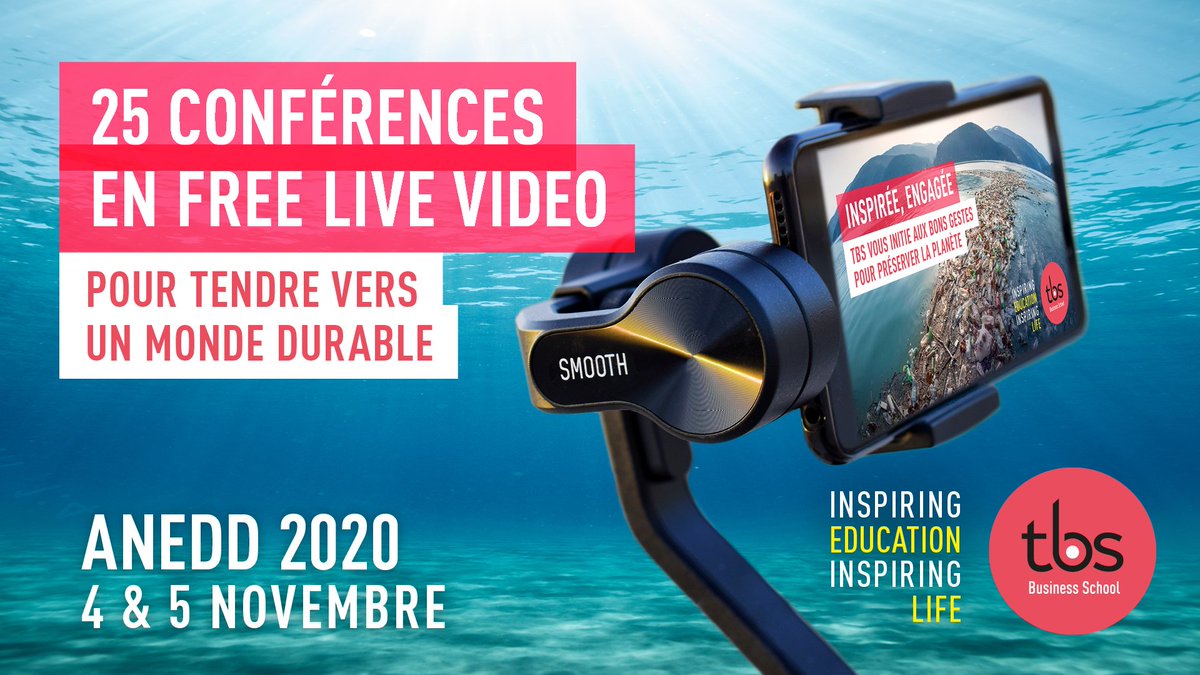 🐬🐾 Les 4 et 5 novembre 2020, l'équipe du <a href="/B3DTBS/">Bureau du Développement Durable</a> et <a href="/tbs_education/">TBS Education</a> vous attendent pour la nouvelle édition des #ANEDD, avec plus de 25 conférences disponibles en live 🙌🌿

🗓 Inscrivez-vous gratuitement via ce lien à partir de ce jeudi 22 octobre 👇
tbs-education.fr/tbs/responsabi…