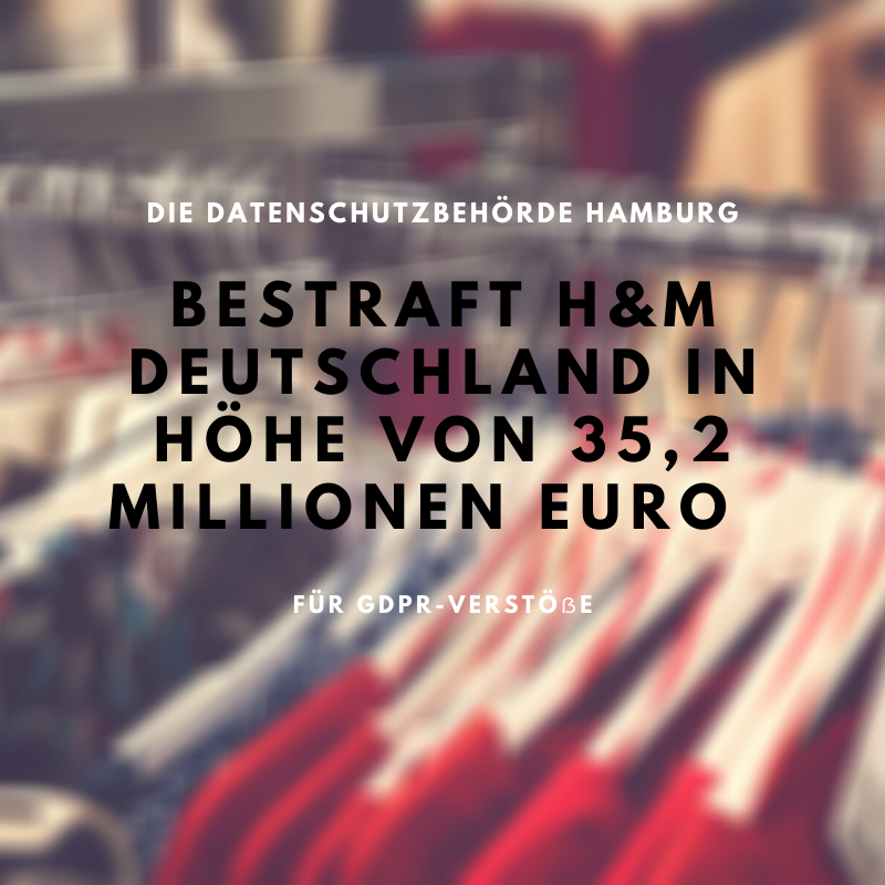LEXcellenceCH's tweet photo. Die Hamburger Datenschutzbehörde verhängte gegen H&M Deutschland eine Geldstrafe in Höhe von 35,2 Millionen Euro, da das Unternehmen gegen GDPR verstoßen hat, da es das Privatleben seiner Mitarbeiter übermäßig überwacht hat. https://t.co/M1y1kNSxtT #LEXcellence #bebold #GDPR https://t.co/v9s83ZHrCC