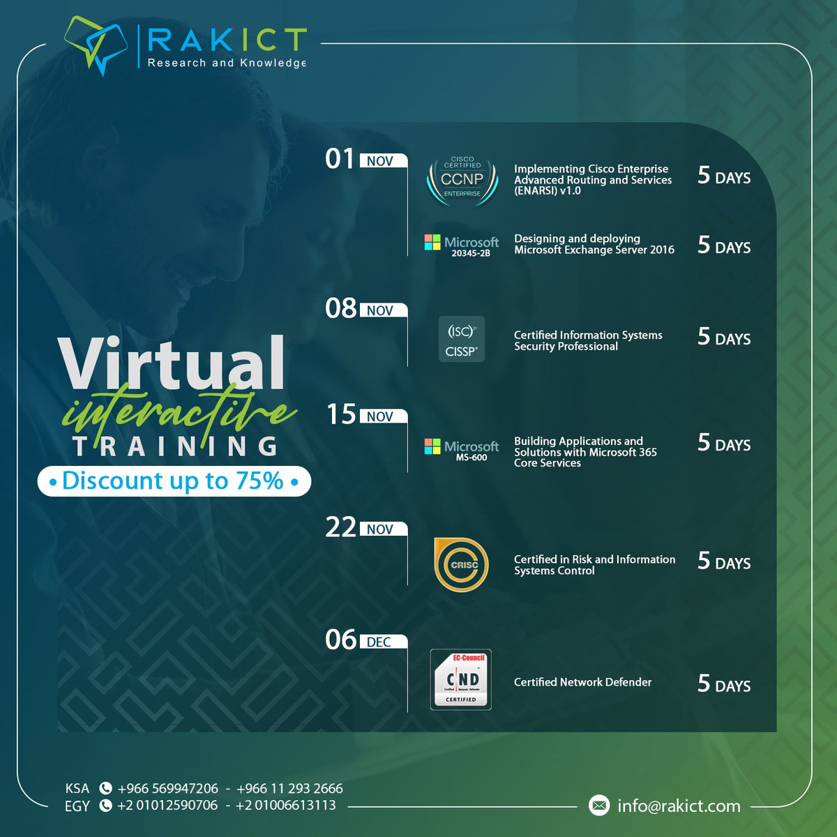 RAKICTKSA's tweet photo. استفد بخصم يصل الى 75% ... بادر بحجز مقعدك

#اونلاين #تدريب_عن_بعد #شهادة_معتمدة

للسيدات والرجال

لمزيد من المعلومات يرجى التواصل على:

جوال + واتساب https://t.co/ltfqWC64C8 https://t.co/0uczZkcD5S