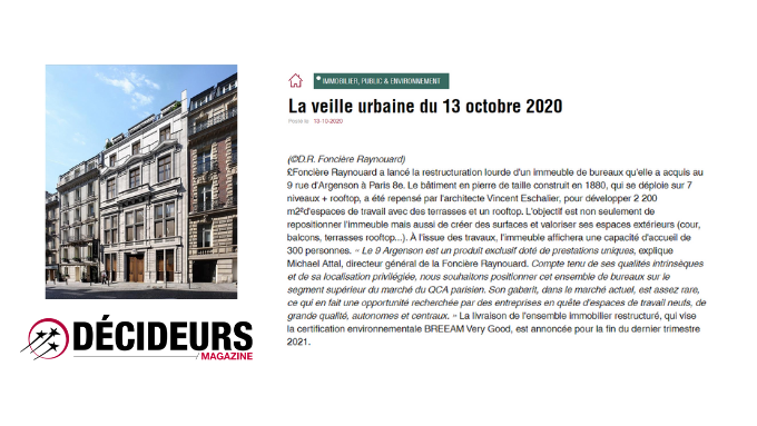 [📑 Lu dans la veille urbaine du <a href="/MagDecideurs/">Décideurs Magazine</a>]
"<a href="/FRaynouard/">Foncière Raynouard</a> lance la restructuration du 9 rue d'Argenson à Paris 8e"
#FRaynouard #immobilier #realestate
🔽🔽🔽
bit.ly/2IKkBZi