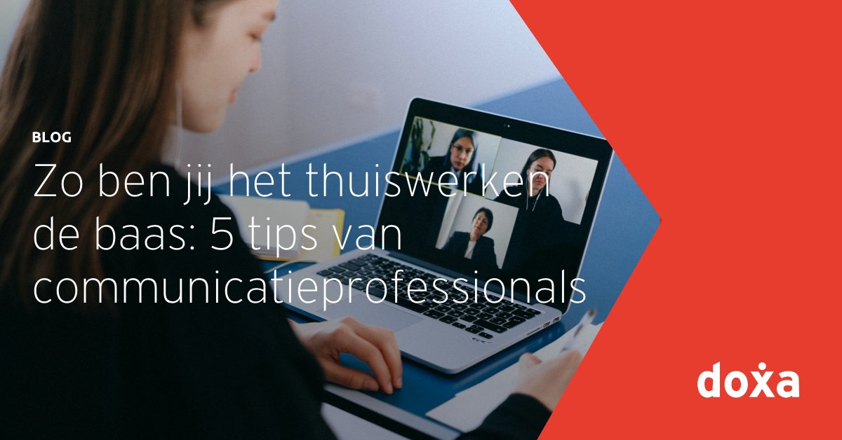 DoxaBV's tweet photo. Thuiswerken is de nieuwe norm. De communicatieprofessionals van Doxa vertellen over hun ervaring en geven 5 tips over hoe jij het #thuiswerken de baas bent. Lees het artikel op onze website: https://t.co/CxdRFquy5A https://t.co/Ld2AhWeugx