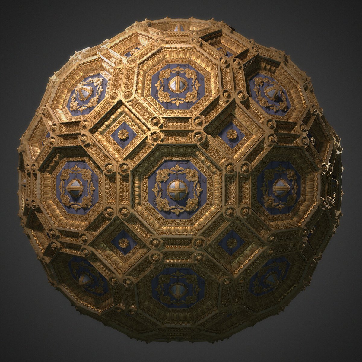 P3rf_'s tweet photo. Realising just now that I forgot to show that project on twitter ! I made a fully procedural palazzo vecchio ceiling a while ago and it's gold and cute ! 
All done with the gem that is #substancedesigner by 
@Substance3D 
#procedural #ProceduralArt https://t.co/yW0GIwUyVH
