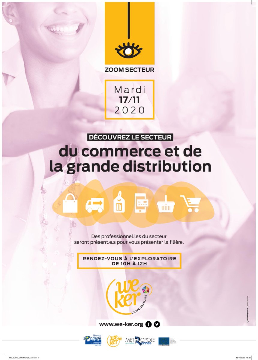 l'Exploratoire (@explo_rennes) on Twitter photo Tout savoir sur le commerce et la grande distri, c'est le 17/11 à l'Explo!
- de 10h à 12h: les métiers, les formations
- de 14h à 15h30: jobdating
Inscriptions: exploratoire@we-ker.org Tout savoir sur le commerce et la grande distri, c'est le 17/11 à l'Explo!
- de 10h à 12h: les métiers, les formations
- de 14h à 15h30: jobdating
Inscriptions: exploratoire@we-ker.org