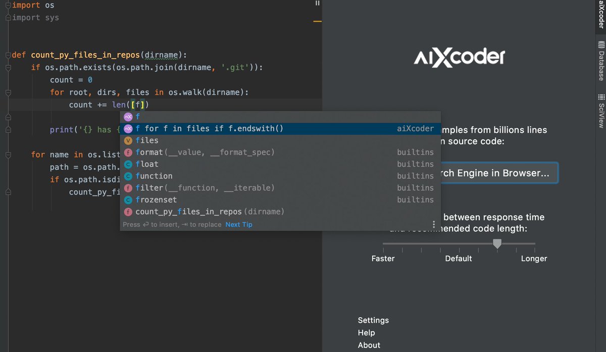 AiXcoder's tweet image. Wow, the aiXcoder suggests an entire list comprehension.