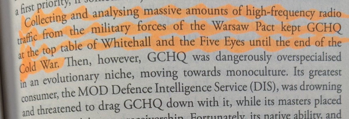 One big theme: Five Eyes failed to break high-grade Soviet ciphers despite huge effort. "From 1960 Siginters attacking Soviet traffic doubted the value of codebreaking". But traffic analysis proved a major and important source of intelligence on Soviet Union and Warsaw Pact.