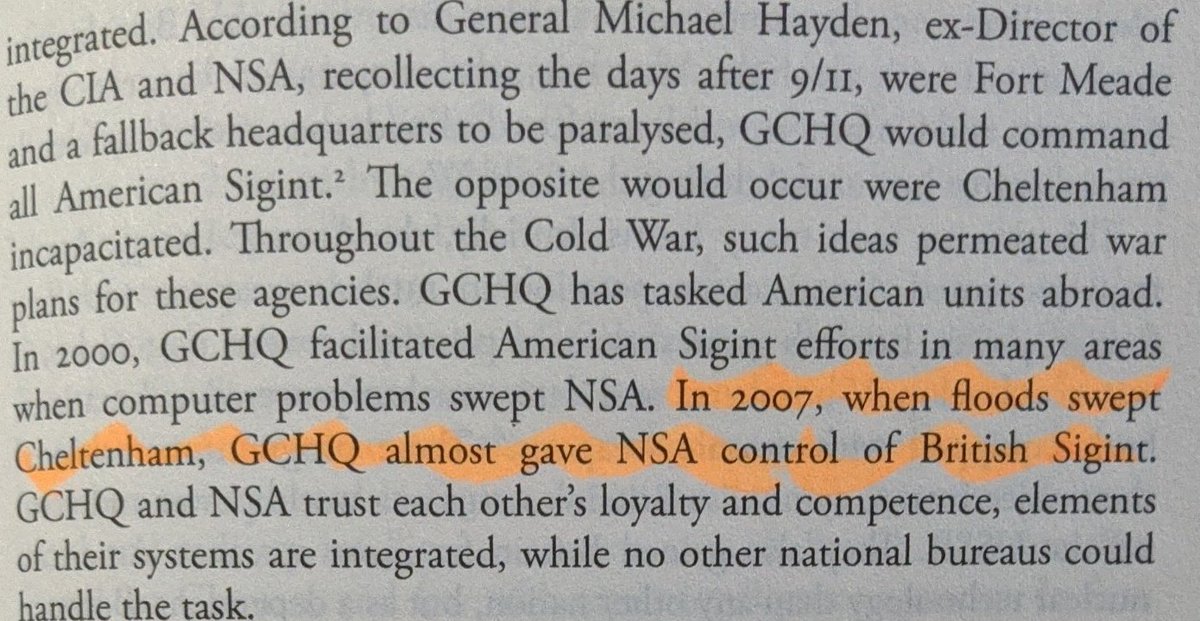 Some great details on UKUSA & Five Eyes. At one SIGINT conference between Australia, UK, Canada, UK and USA every attendee held a British passport. At another point, UK and US integrees to NSA and GCHQ respectively negotiated with each other "on behalf of their adopted services"