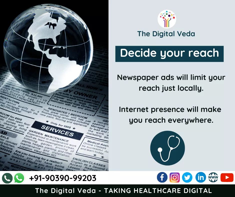 A doctor or healthcare setup has 2 options for increasing market reach ! Traditional or Digital(where most of the users are these days)
Decide where you want to put your money then
Reach out to us at https://t.co/ehwV4T45JV
#Digital #innovation #makeinindia
#Ayurveda #healthcare https://t.co/2E7ZPIbsXL